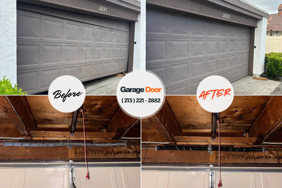 Before and after: garage door repair Whitinsville, MA